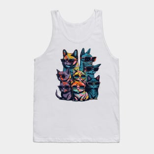 Psychedelic Cats in Glasses Tank Top